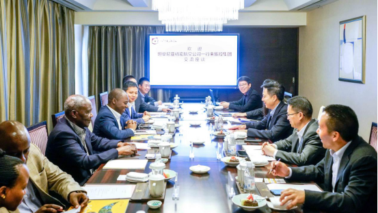 坦桑尼亚驻华参赞一行到腾博手机官网集团交流座谈